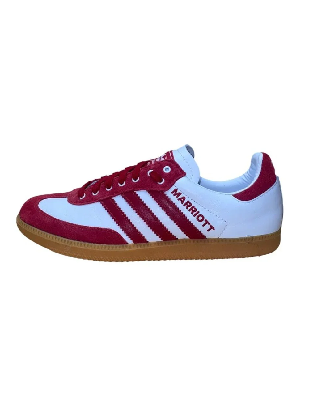 Mi Adidas Women’s Red Suede & White Leather Marriott Samba Sneakers Sz 8.5 - Picture 4 of 9